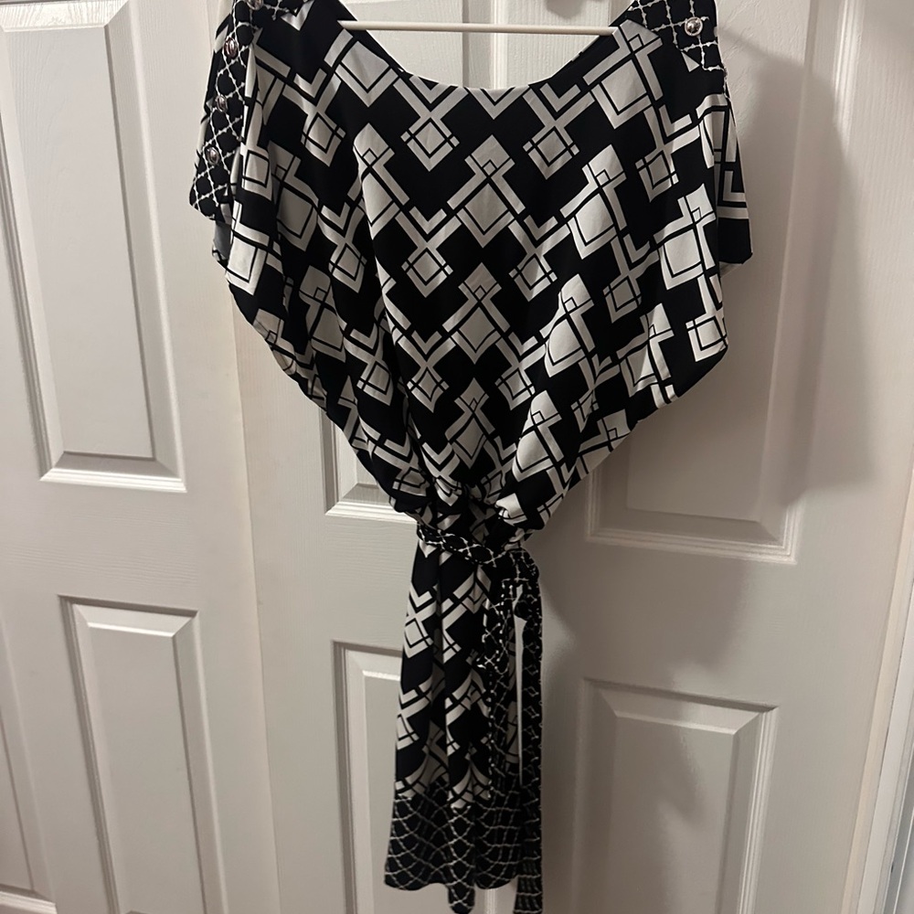 White House Black Market Monochrome Patterned Dress